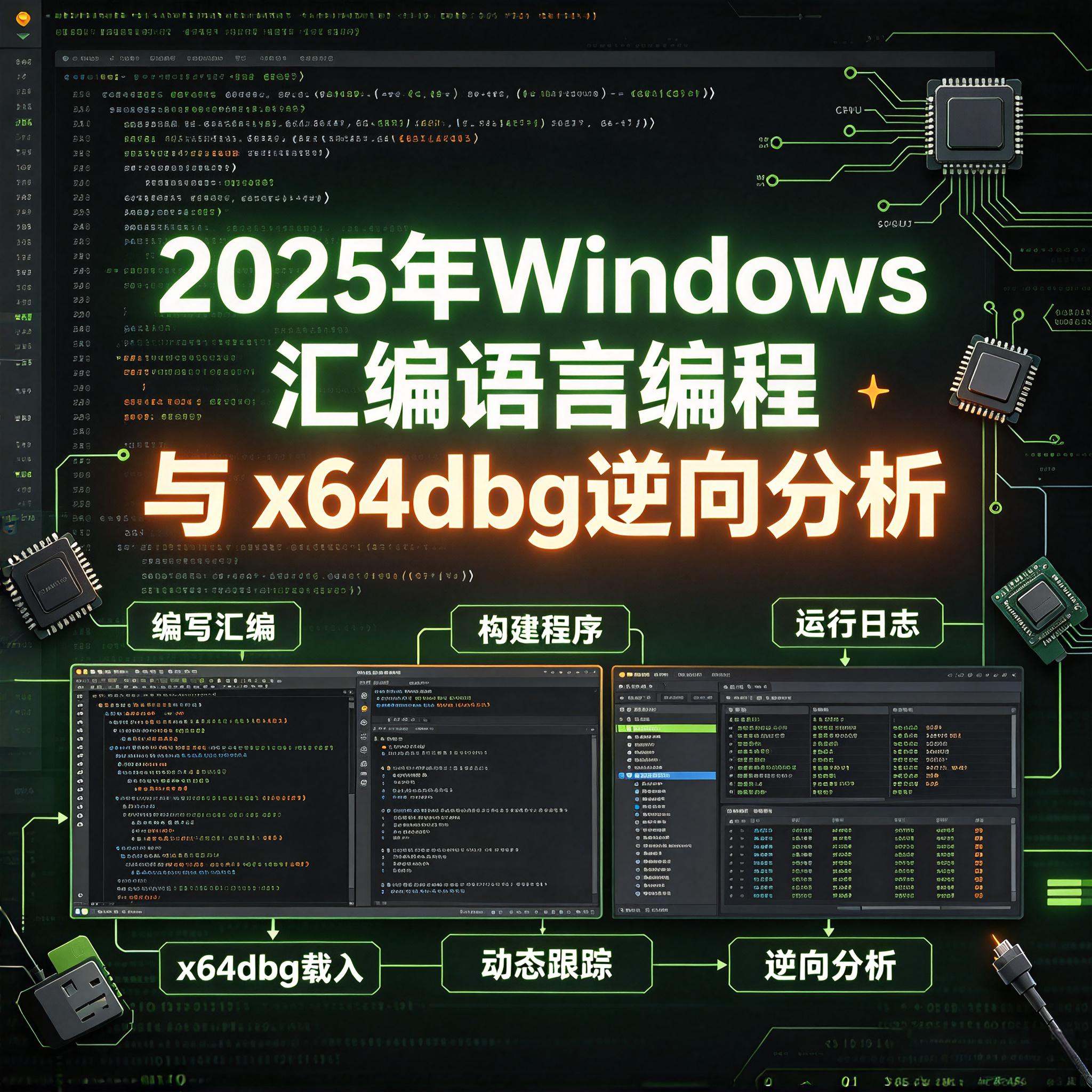 2025年Windows 汇编语言编程 与 x64dbg逆向分析全面学习视频课程 46讲