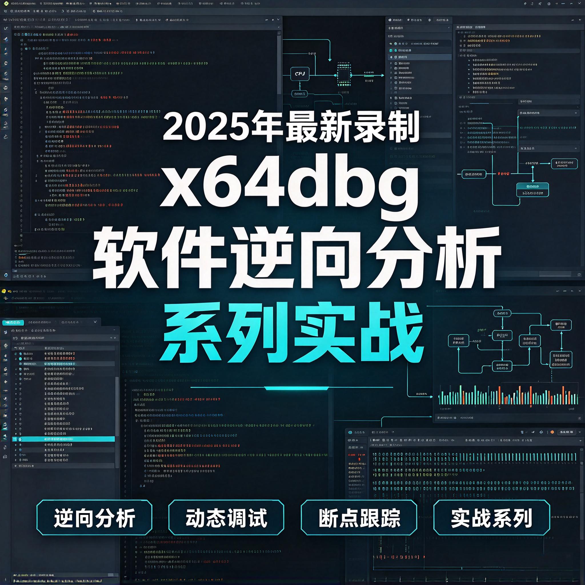 2025年最新录制x64dbg软件逆向分析系列实战视频课程0基础17讲